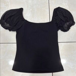 Elegant Black Puff Sleeve Top